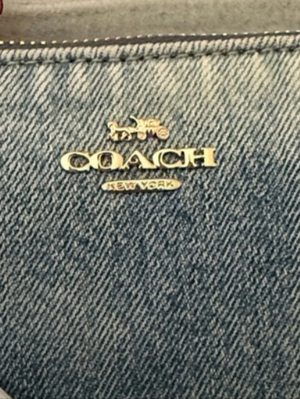 Coach-Corner L-Zip Wristlet And Cherry 🍒 Charm (Loved Denim 💙🩵) - Picture 6 of 8